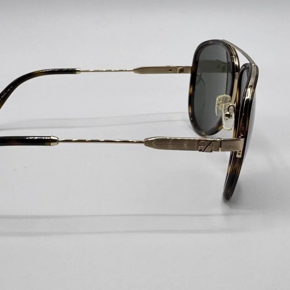 Ermenegildo Zegna Sunglasses EZ0008 28N Mens Tortoise Aviator Green Lens 58mm
